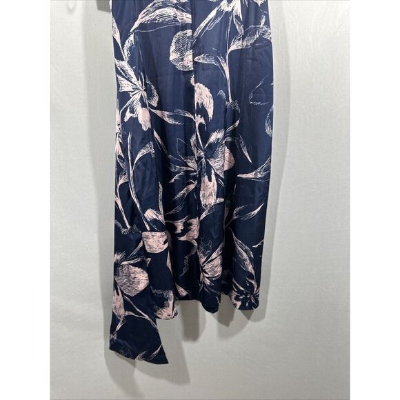 NWT $318 Kay Unger‎  [ 4 ] Emmaline Draped Floral Midi Dress Deep Navy Pink - Picture 15 of 15